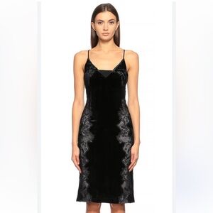 Karen Millen Black Velvet slip dress with lace accent
